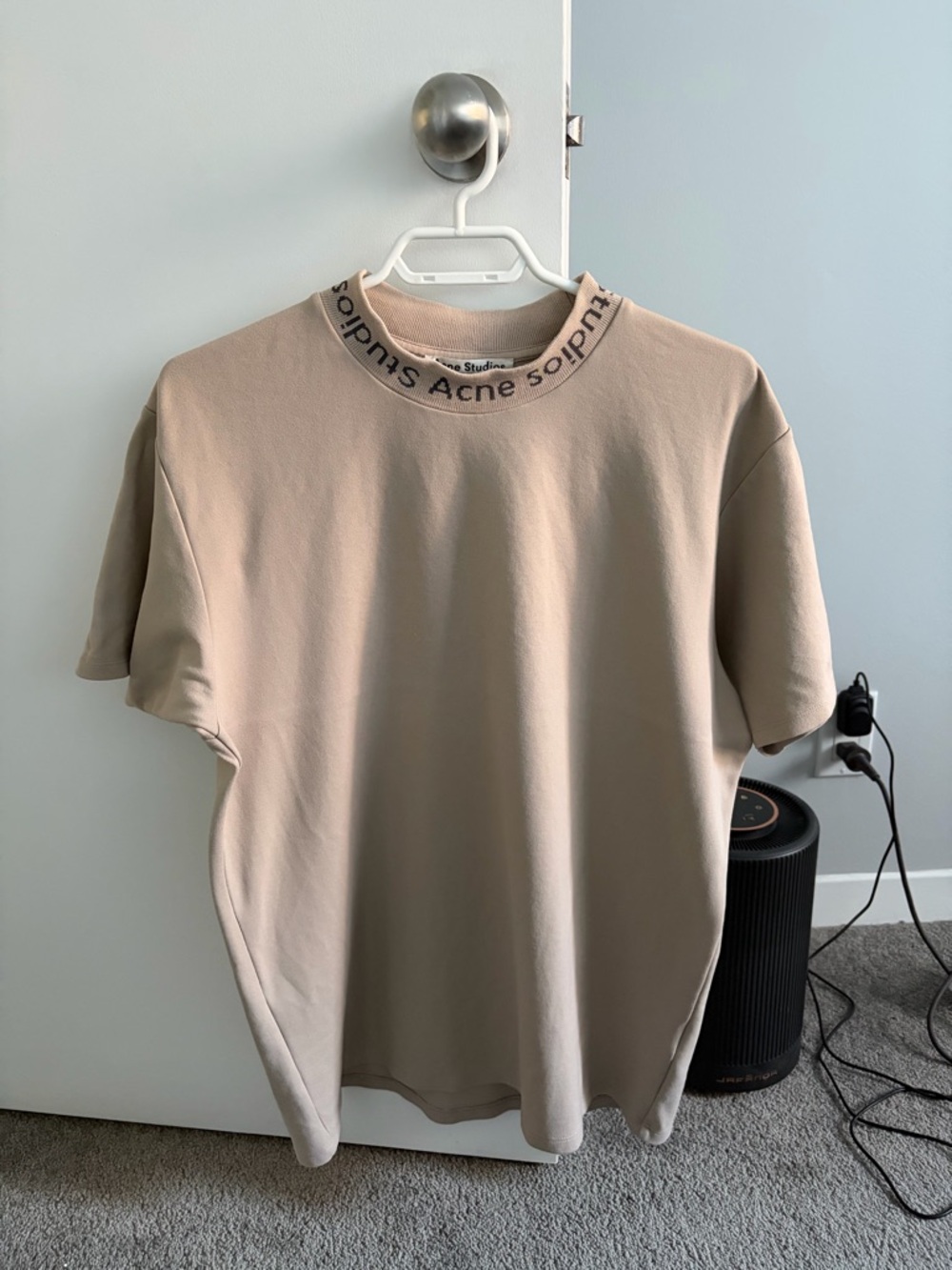 Acne Studios Men's Crewneck T-Shirt in Beige